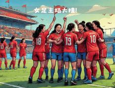 中国女足队员在国际比赛中团结一致取胜